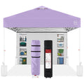 One-Person Setup Instant Pop Up Canopy w/ Side Wall, Carrying Case - 10x10ft - Lilac/White