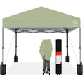 One-Person Setup Instant Pop Up Canopy w/ Case, 4 Weight Bags - 8x8ft - Sage Green
