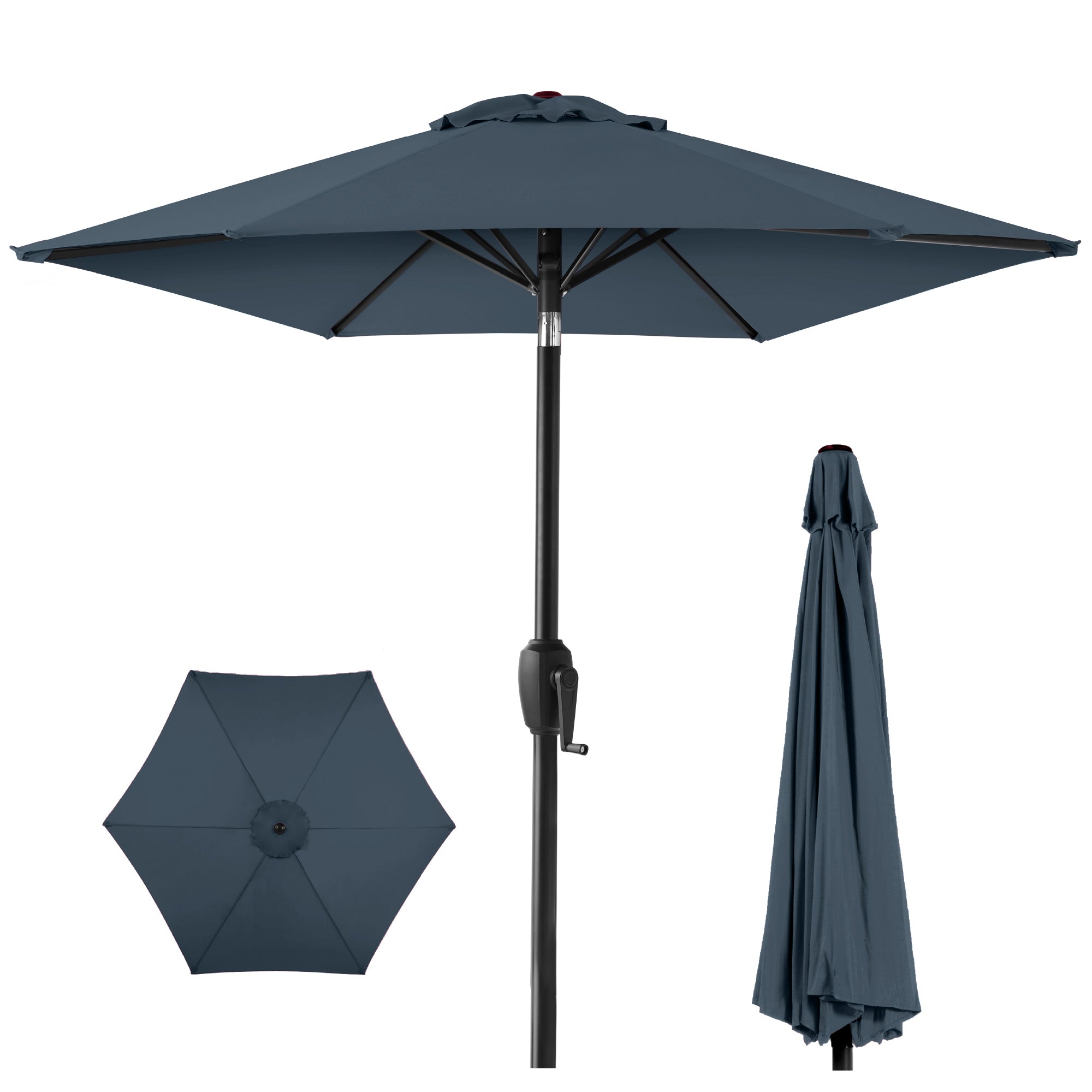 Outdoor Market Patio Umbrella w/ Push Button Tilt, Crank Lift - 7.5ft - Slate Blue