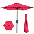 Outdoor Market Patio Umbrella w/ Push Button Tilt, Crank Lift - 7.5ft - Hot Pink