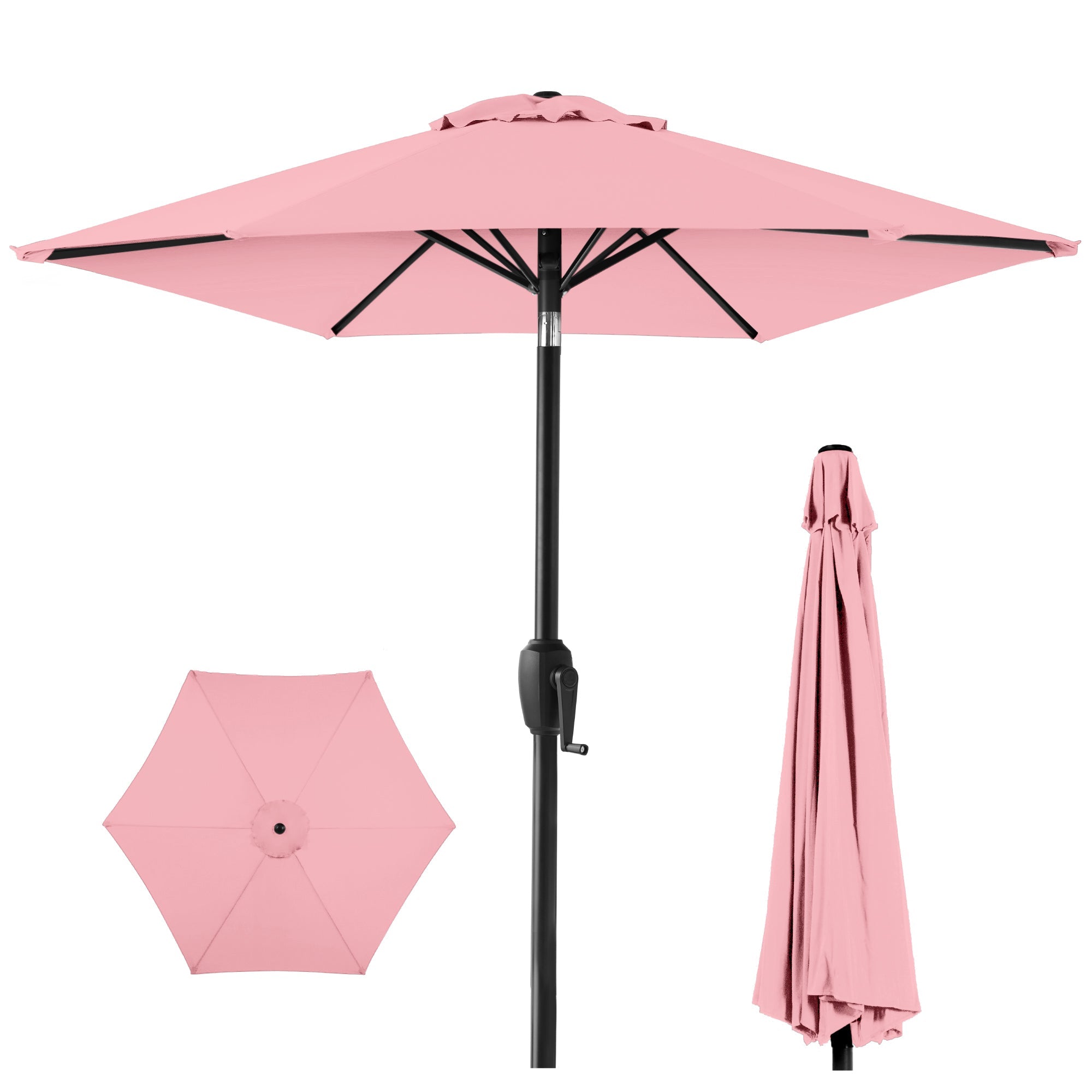 Outdoor Market Patio Umbrella w/ Push Button Tilt, Crank Lift - 7.5ft - Carnation