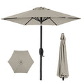 Outdoor Market Patio Umbrella w/ Push Button Tilt, Crank Lift - 7.5ft - Beige