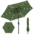 Outdoor Solar Patio Umbrella w/ Push Button Tilt, Crank Lift - 7.5ft - Fern