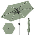 Outdoor Solar Patio Umbrella w/ Push Button Tilt, Crank Lift - 7.5ft - Sage Green