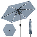 Outdoor Solar Patio Umbrella w/ Push Button Tilt, Crank Lift - 7.5ft - Breeze Blue