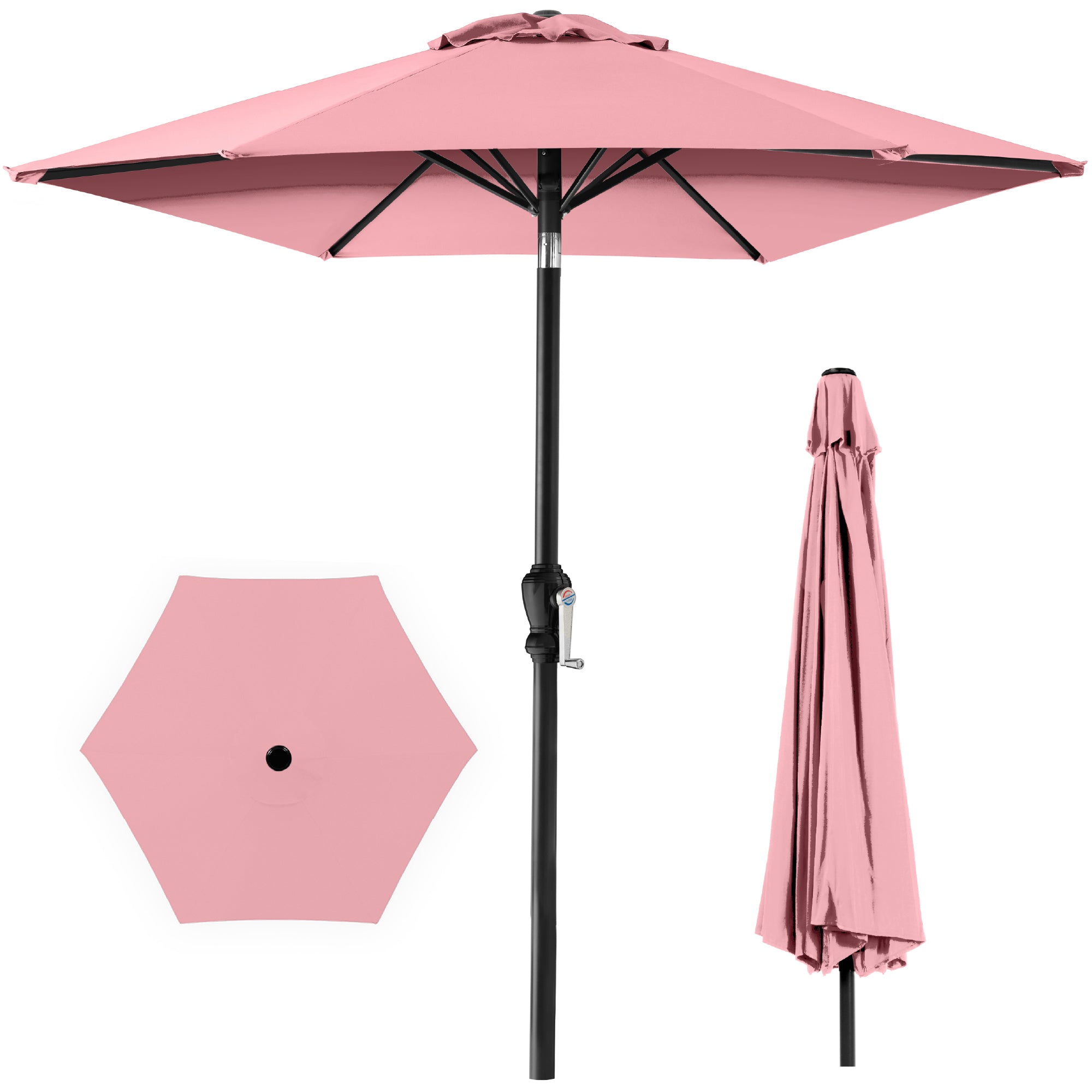 Outdoor Steel Market Patio Umbrella Decoration w/ Tilt, Crank Lift - 10ft - Carnation