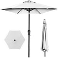 Outdoor Steel Market Patio Umbrella Decoration w/ Tilt, Crank Lift - 10ft - White