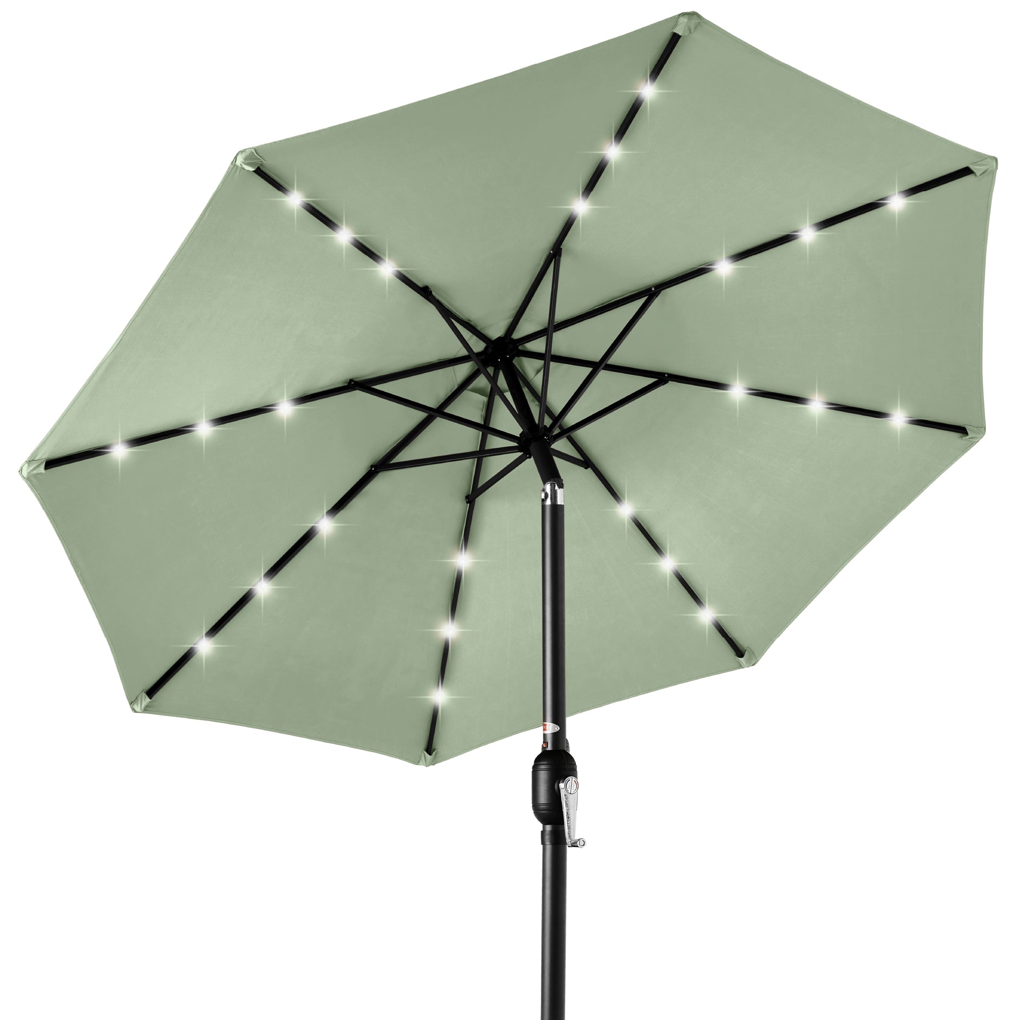 Solar LED Lighted Patio Umbrella w/ Tilt Adjustment, UV-Resistant - 10ft - Sage Green