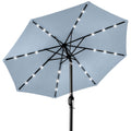 Solar LED Lighted Patio Umbrella w/ Tilt Adjustment, UV-Resistant - 10ft - Breeze Blue