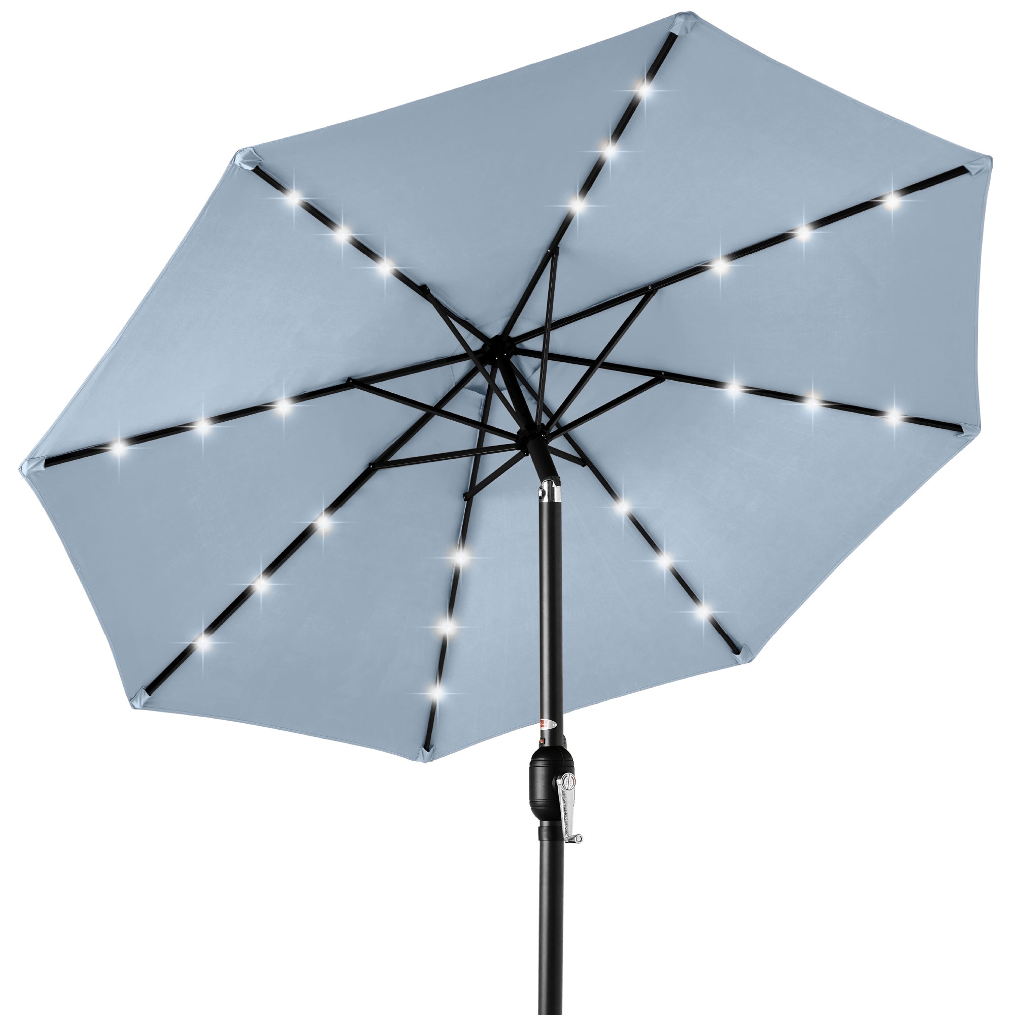 Solar LED Lighted Patio Umbrella w/ Tilt Adjustment, UV-Resistant - 10ft - Breeze Blue
