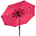 Solar LED Lighted Patio Umbrella w/ Tilt Adjustment, UV-Resistant - 10ft - Hot Pink