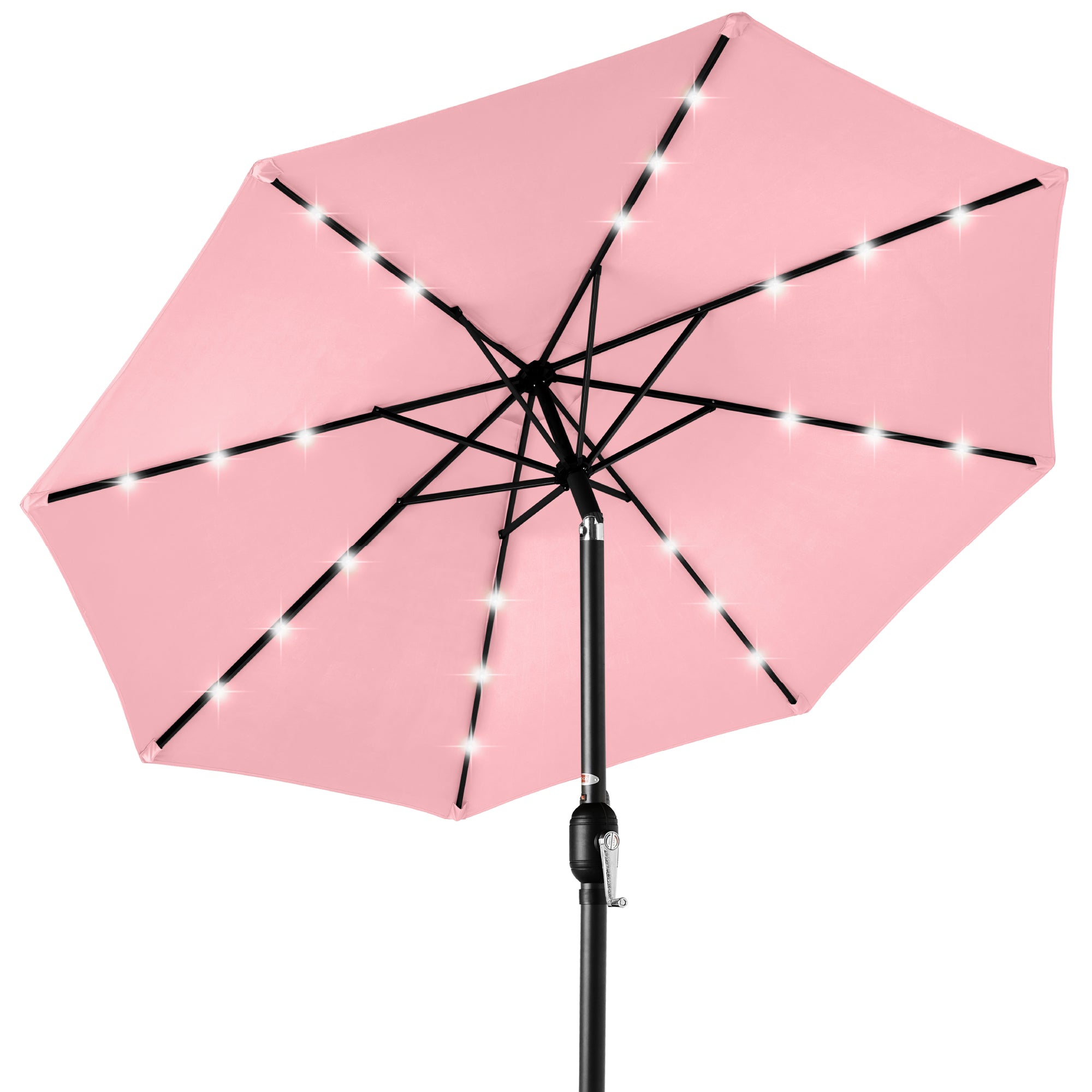 Solar LED Lighted Patio Umbrella w/ Tilt Adjustment, UV-Resistant - 10ft - Carnation