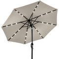 Solar LED Lighted Patio Umbrella w/ Tilt Adjustment, UV-Resistant - 10ft - Beige