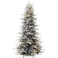 Pre-Lit Flocked Artificial Aspen Noble Fir Christmas Tree w/ Metal Stand - 12f