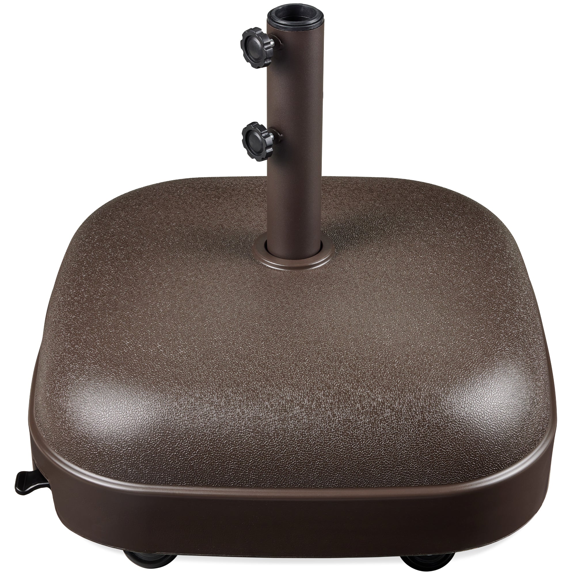 123lb Capacity Fillable Mobile Umbrella Base w/ 4 wheels - Dome Square - Brown