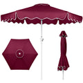 7.5ft Patio Market Umbrella,Wavy Trim, UV-Fade-Resistant, Crank & Tilt - Burgundy