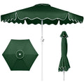 7.5ft Patio Market Umbrella,Wavy Trim, UV-Fade-Resistant, Crank & Tilt - Green