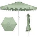 7.5ft Patio Market Umbrella,Wavy Trim, UV-Fade-Resistant, Crank & Tilt - Sage Green