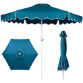 7.5ft Patio Market Umbrella,Wavy Trim, UV-Fade-Resistant, Crank & Tilt - Peacock
