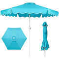 7.5ft Patio Market Umbrella,Wavy Trim, UV-Fade-Resistant, Crank & Tilt - Sky Blue