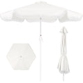 9ft Boho Fringe Umbrella  Tilt, UPF50+, Steel Pole - White