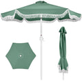 9ft Boho Fringe Umbrella  Tilt, UPF50+, Steel Pole - Seaglass Green
