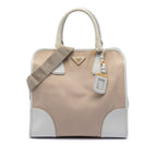 Saffiano Trimmed Canvas Canapa Satchel