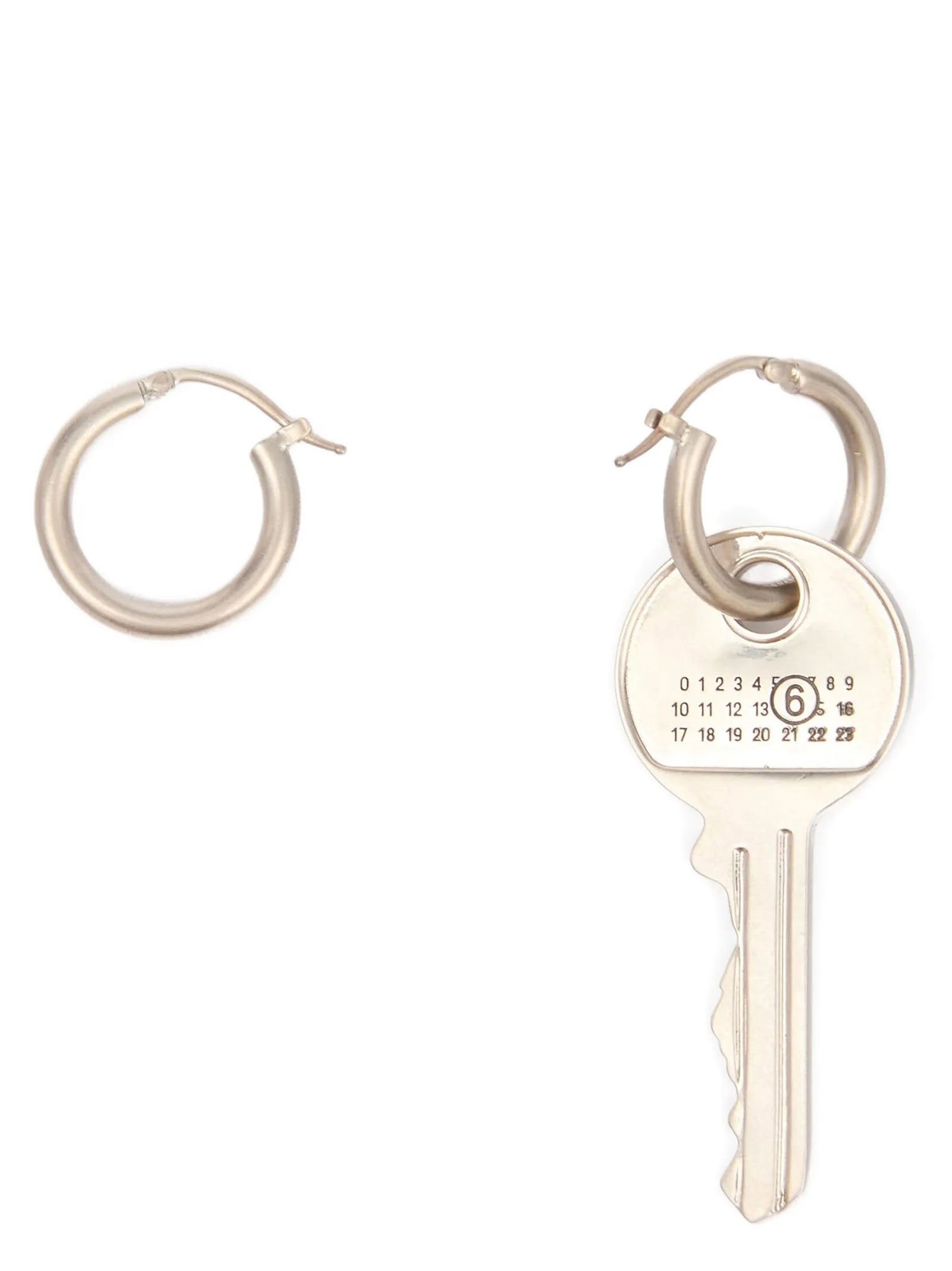 Mm6 Maison Margiela Key Charm Hoop Earrings — Silver