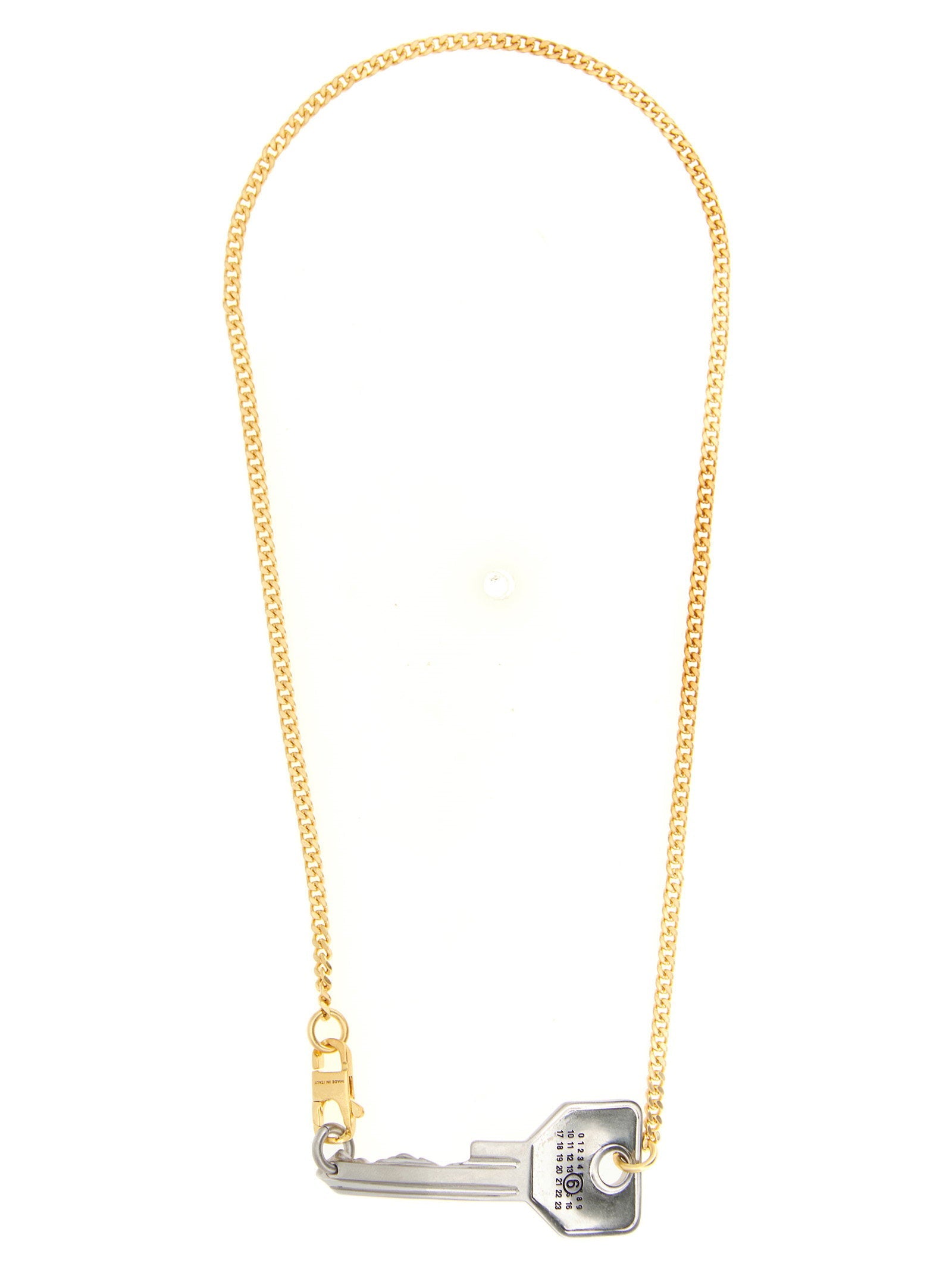 Mm6 Maison Margiela Key-Shaped Two-Tone Pendant Necklace — Gold