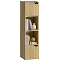 4-Tier Bookcase with 2 Cabinets and Doors, Open Shelves and Anti-Tip Design, Oak