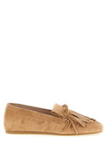Stuart Weitzman Suede Fringe Flat — Camel