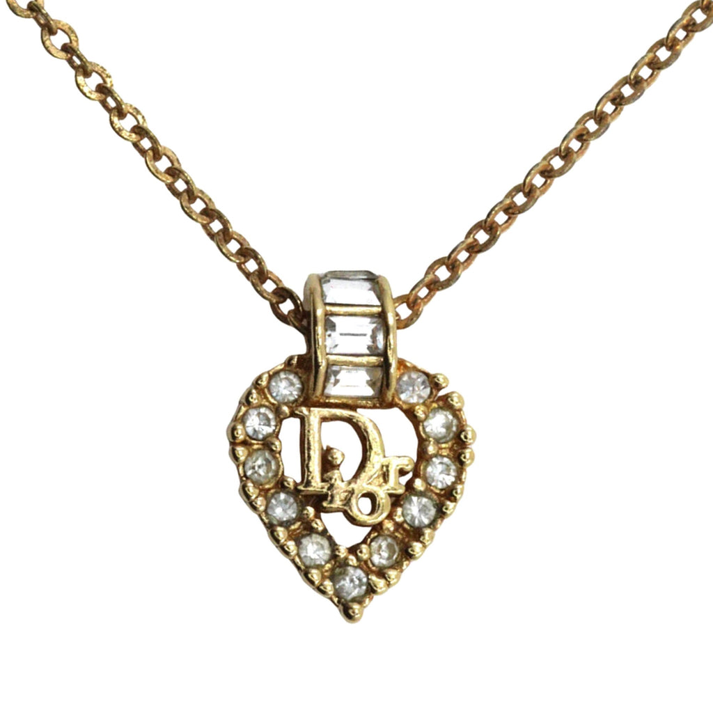 Gold Plated Strass Heart Pendant Necklace