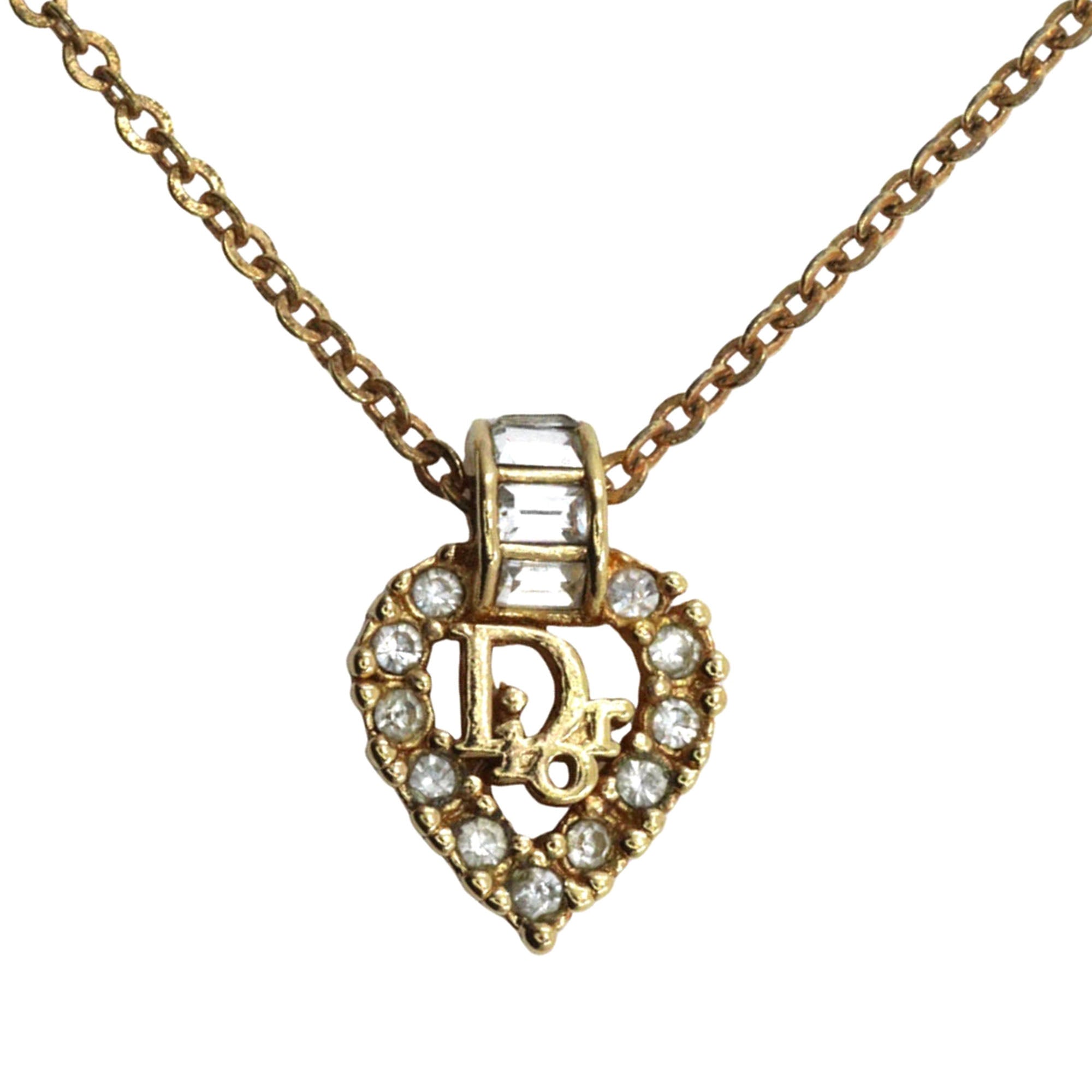 Gold Plated Strass Heart Pendant Necklace