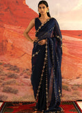 Sapphire Peri Golden Skein Sari By KYNAH, Luxury Indian Fashion & Bridal Wear