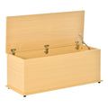 113L Storage Chest with Flip-Top Lid and 2 Safety Hinges for Living Room, Entryway, Burlywood