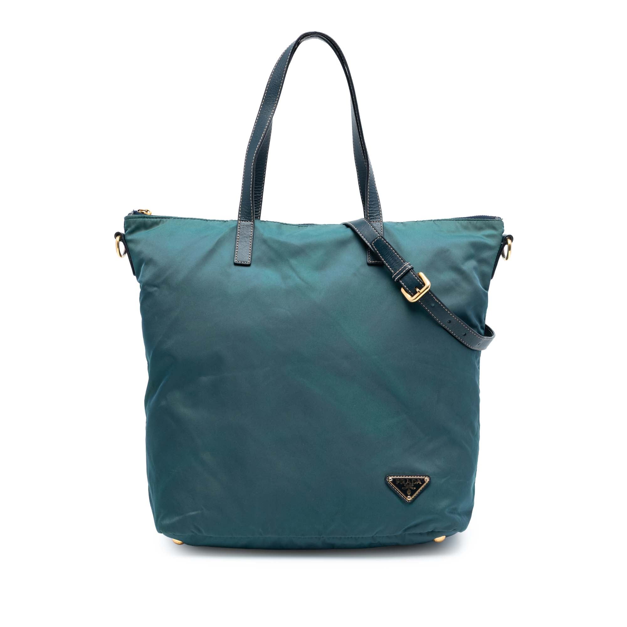Saffiano Trimmed Tessuto Zip Top Convertible Tote