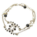 Gold Plated CC Faux Pearl Rhinestones Bracelet