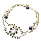 Gold Plated CC Faux Pearl Rhinestones Bracelet