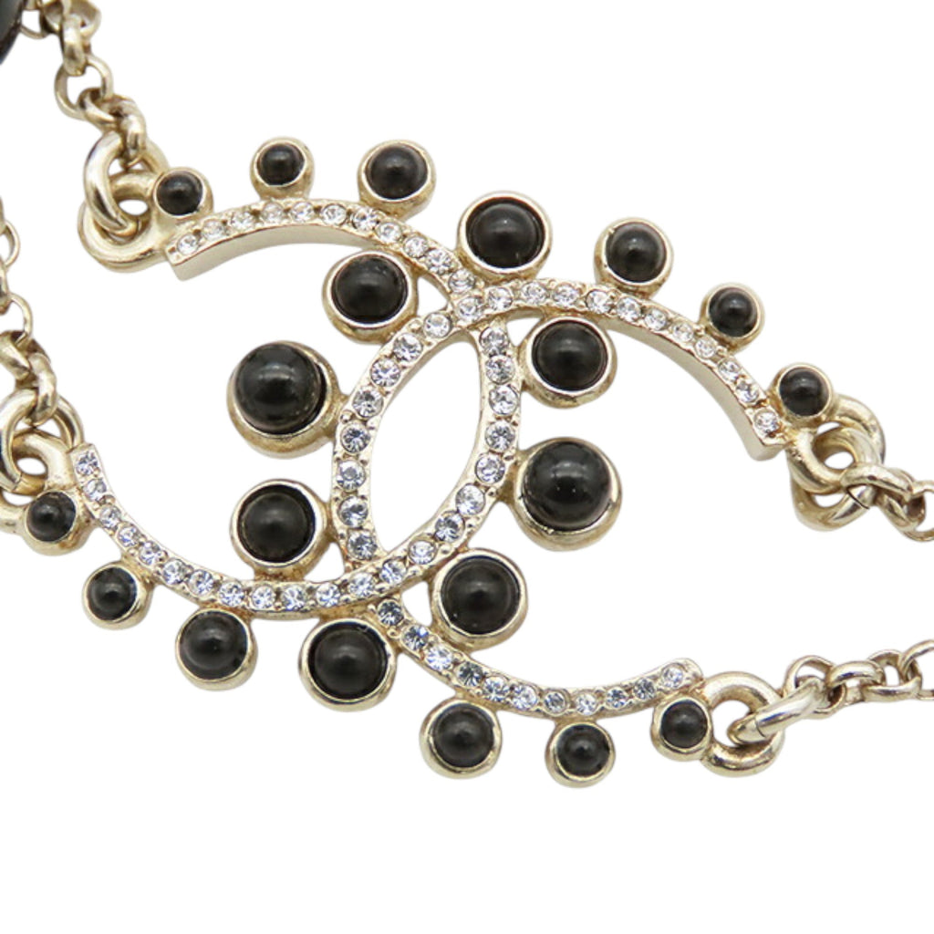 Gold Plated CC Faux Pearl Rhinestones Bracelet