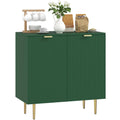 Modern Fluted Sideboard Cabinet with 2 Doors & Metal Legs, Green
