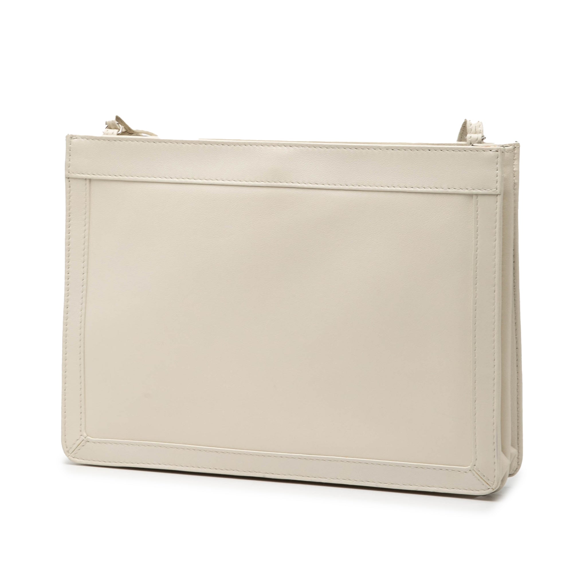 Leather Perforated Logo Navy Pochette Crossbody
