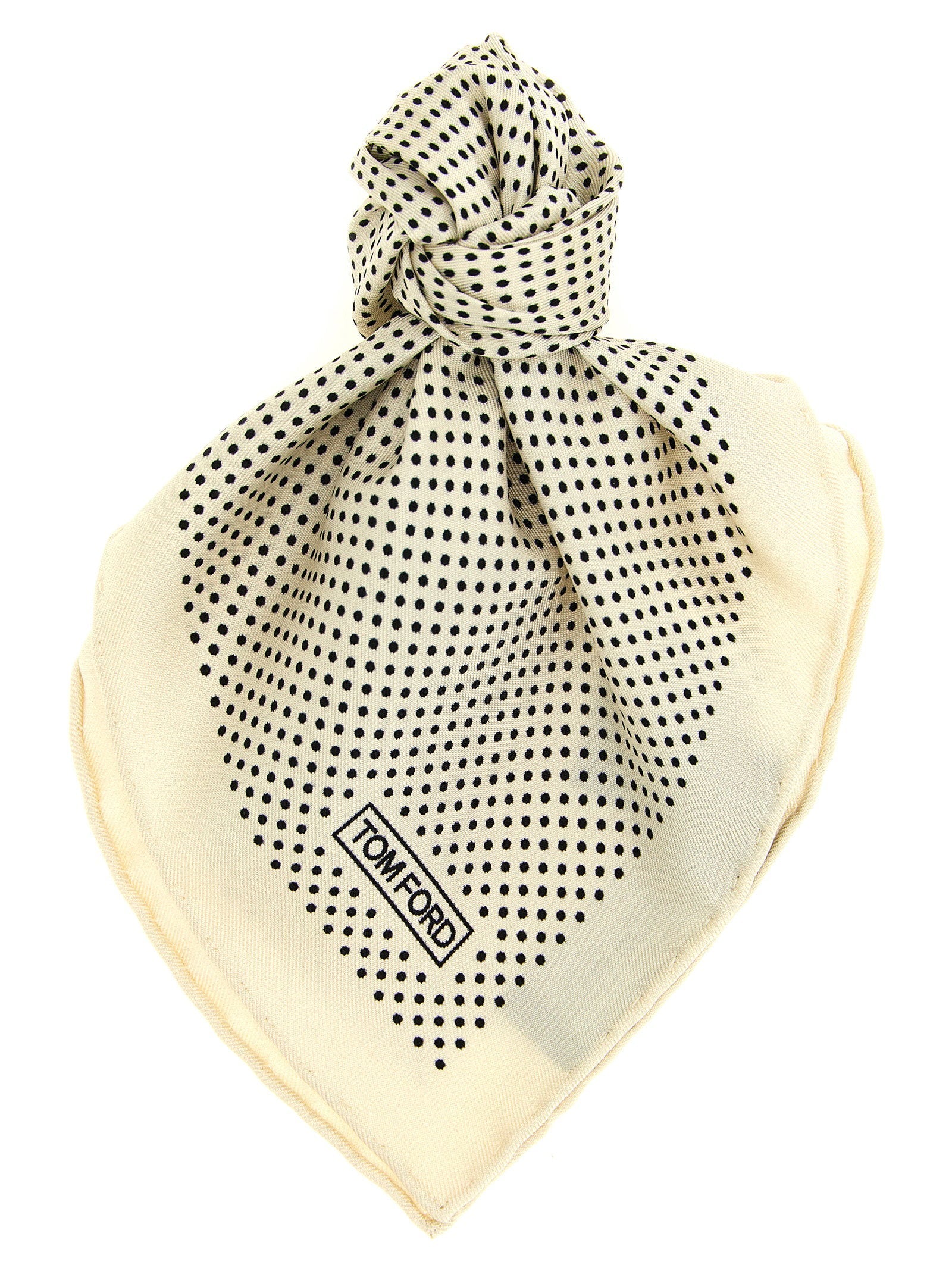Tom Ford Polka Dot Silk Scarf — Cream