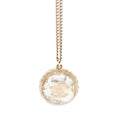 CC Gold Plated Resin and Strass Clear Dome Hologram Glitter Pendant Necklace