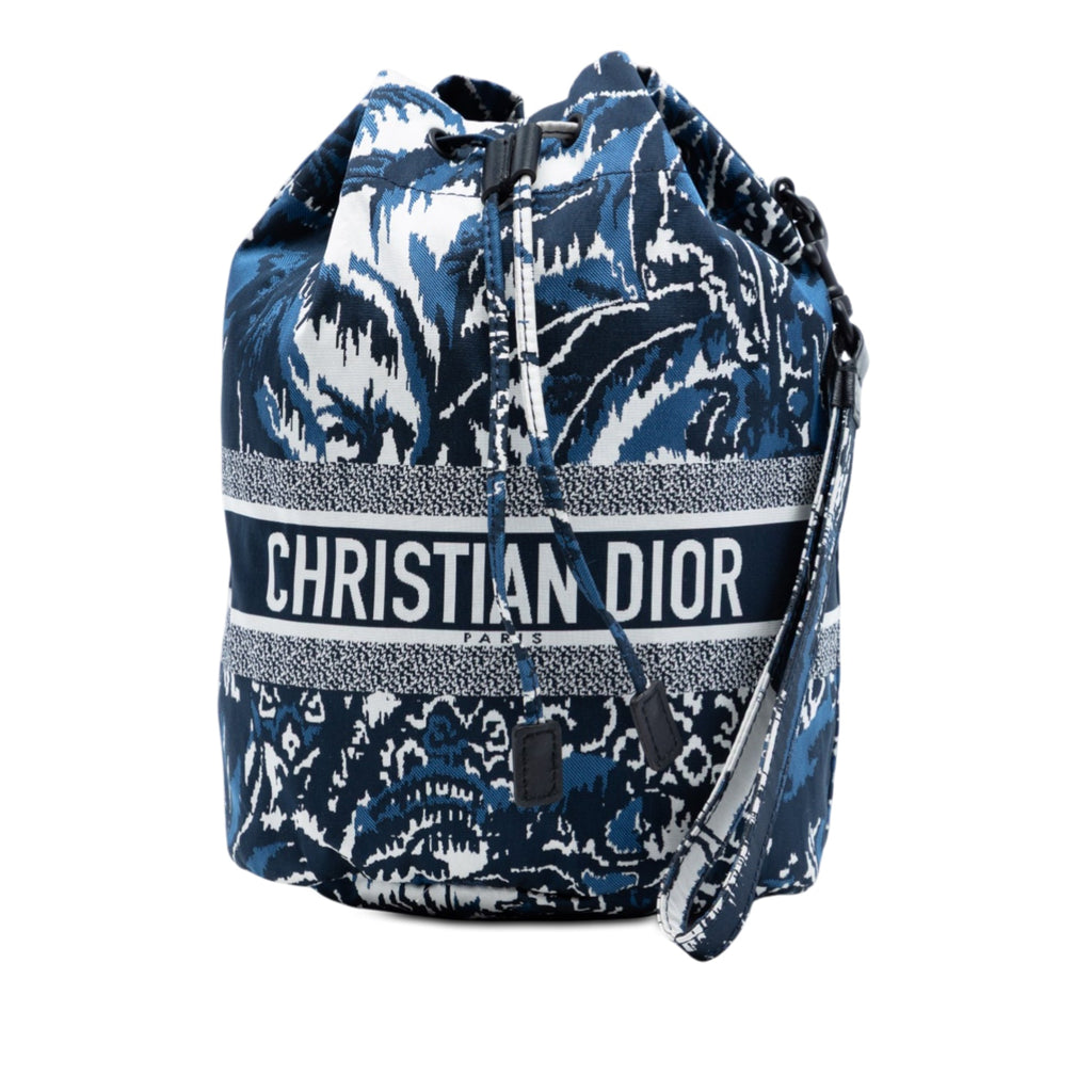 Technical Fabric Embroidered Palm Tree Toile de Jouy DiorTravel Drawstring Pouch