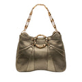 Metallic Calfskin Bamboo Ring Chain Shoulder Bag