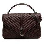 Large Sheepskin Chevron Monogram College Satchel