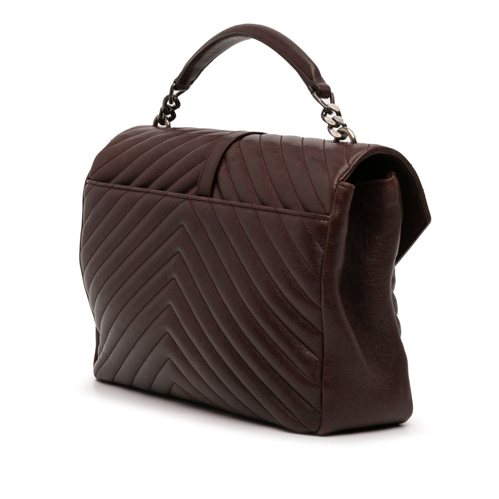 Large Sheepskin Chevron Monogram College Satchel