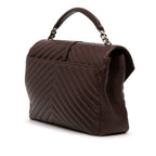 Large Sheepskin Chevron Monogram College Satchel