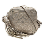 Mini Metallic Goatskin Anagram Tassel Crossbody