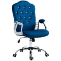Teddy Fleece Computer Chair, Button Tufted Swivel Desk Chair with Tilt Function, Blue